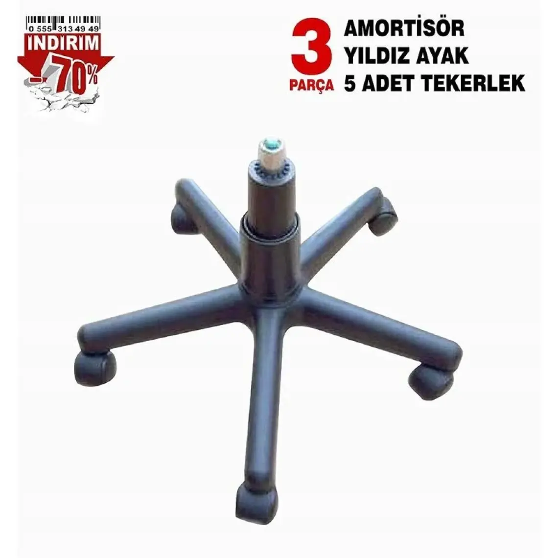 Full Reyon Plastik Yıldız Ayak + 5 Tekerlek + 140'LIK Ithal Amortisör