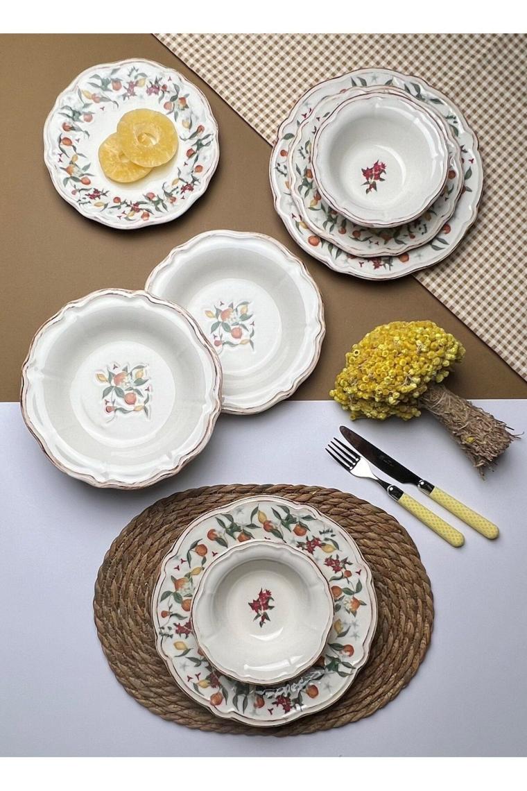 Tabak Evi Fulya Food Garden Porselen Yemek Takımı 6 Kişilik 24 Parça