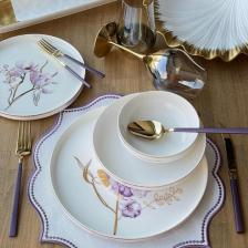 Rossev Pure Bone Modern Violet 24 Parça 6 Kişilik