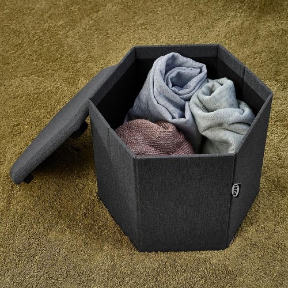 IKEA "LOTR®" Kjuge Saklama Gözlü Puf, Knisa Orta Mavi - Koyu Gri