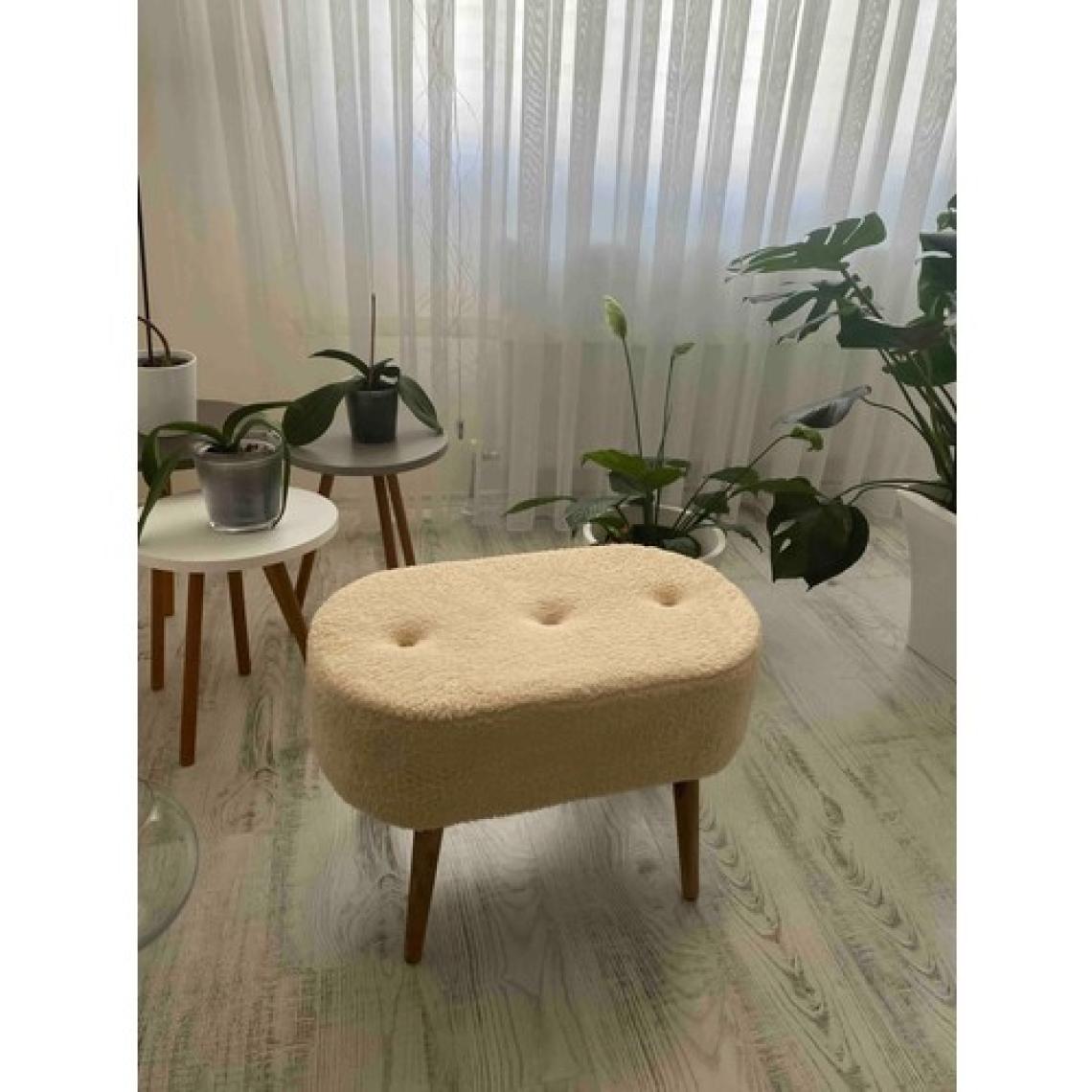 Beylerbeyi Gürgen Ahşap Ayak Welsoft Kumaş Oval Pufidik Puf Bench Tabure Sandalye