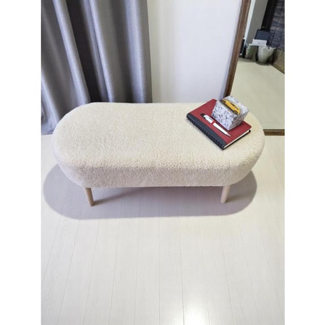 Eksen Teddy Kumaş Puf, Geniş Oturumlu Bench, Modern Ayak Ucu Pufu, Yumuşak Oturma & Sehpa, 90 x 35CM