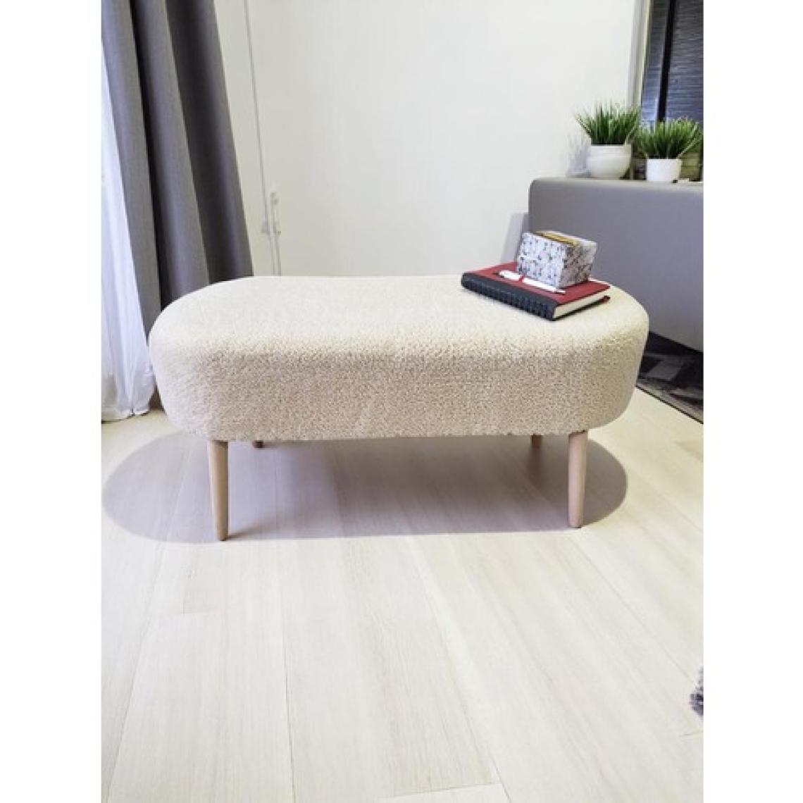 Eksen Teddy Kumaş Puf, Geniş Oturumlu Bench, Modern Ayak Ucu Pufu, Yumuşak Oturma & Sehpa, 90 x 35CM