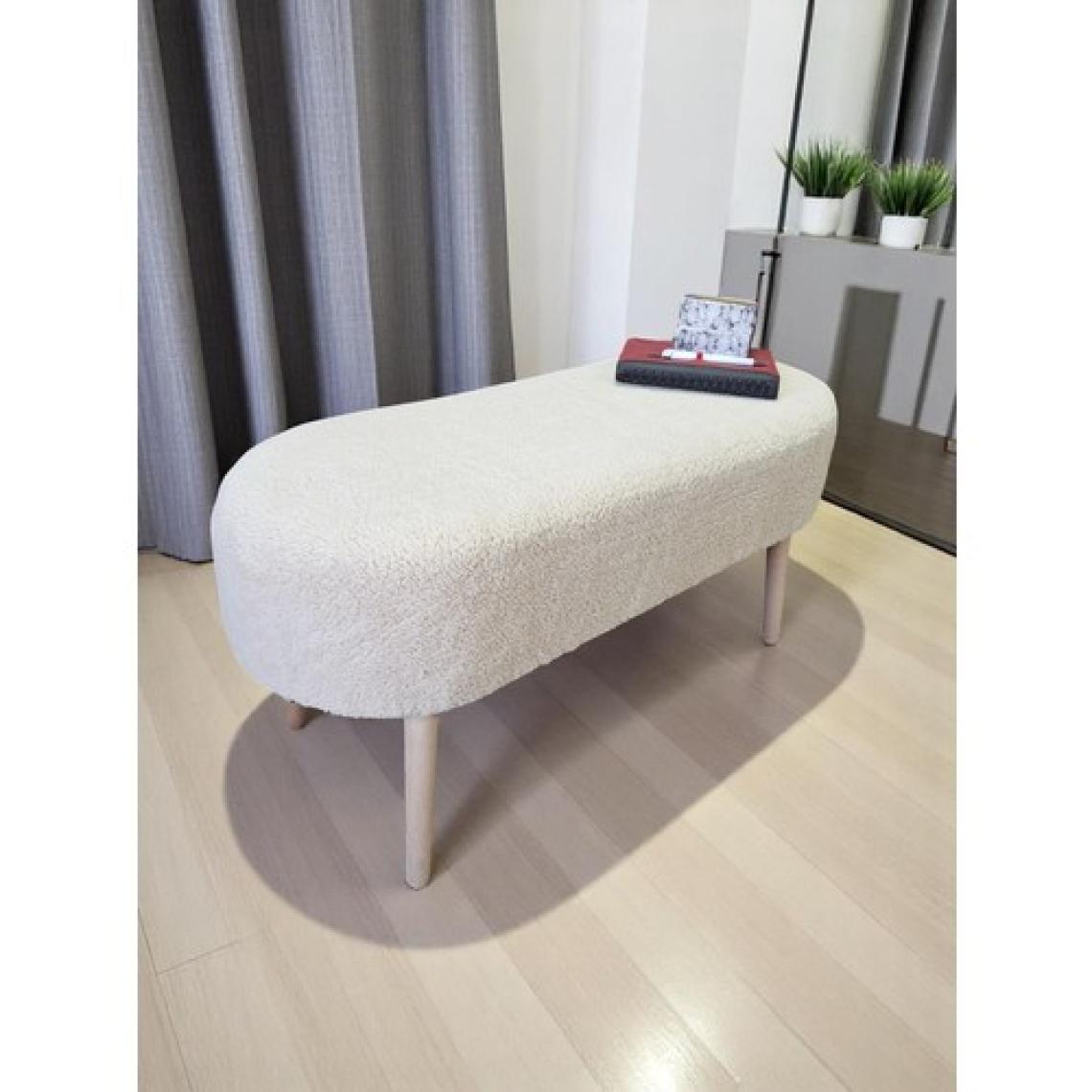 Eksen Teddy Kumaş Puf, Geniş Oturumlu Bench, Modern Ayak Ucu Pufu, Yumuşak Oturma & Sehpa, 90 x 35CM