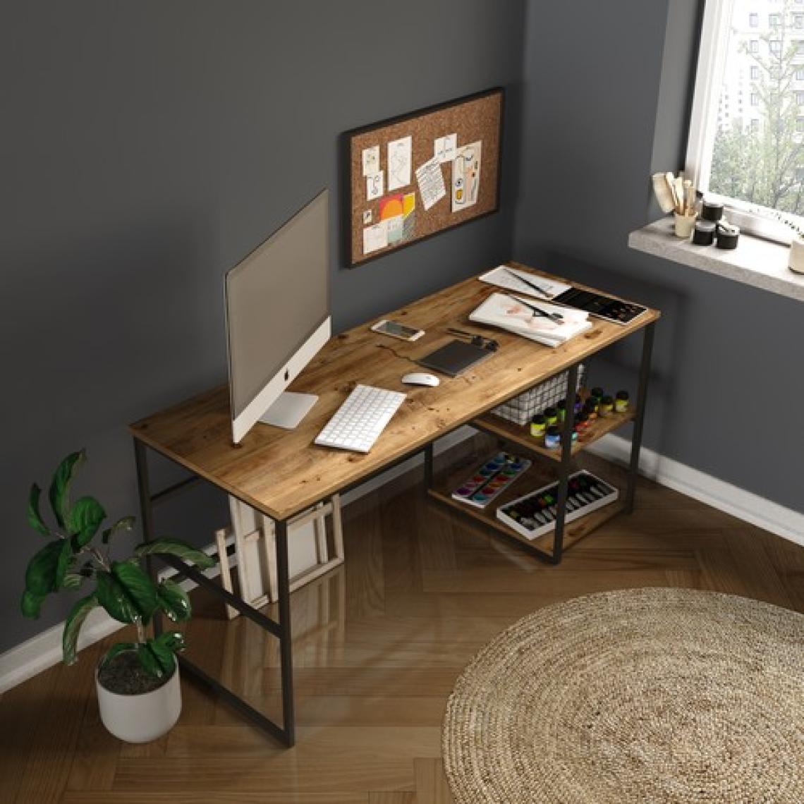 Robin Home Atlantis Ofis Büro Çalışma Masası Bilgisayar Masası Laptop Masası Raflı 160CM AS28-A Çam