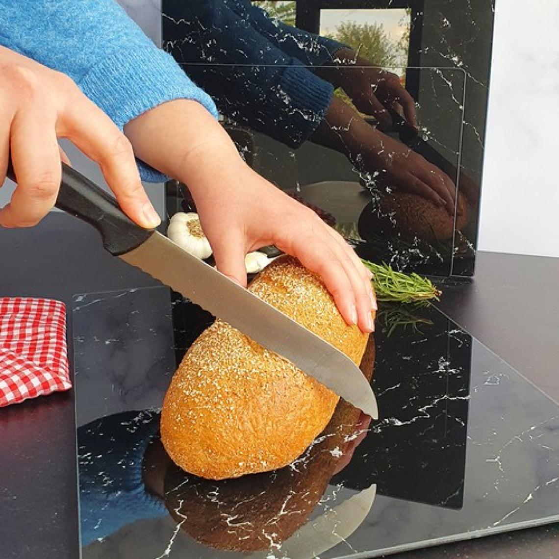 Decorita 3'lü Takım Siyah Mermer Görünümlü | Cam Kesme Tahtası - Cam Kesme Tablası