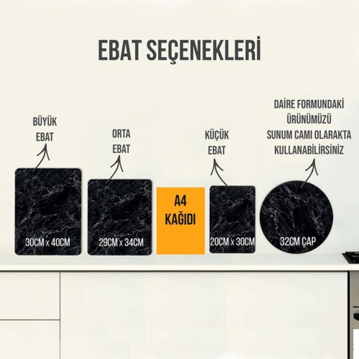 Decorita 3'lü Takım Siyah Mermer Görünümlü | Cam Kesme Tahtası - Cam Kesme Tablası
