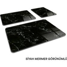 Decorita 3'lü Takım Siyah Mermer Görünümlü | Cam Kesme Tahtası - Cam Kesme Tablası