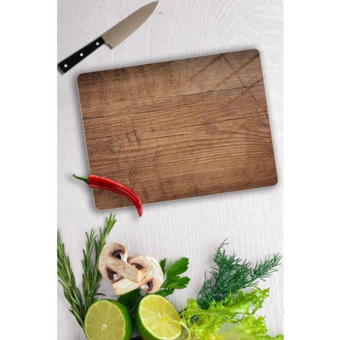 Saban 30X40 cm Koyu Ahşap Desenli Cam Kesme Tablası