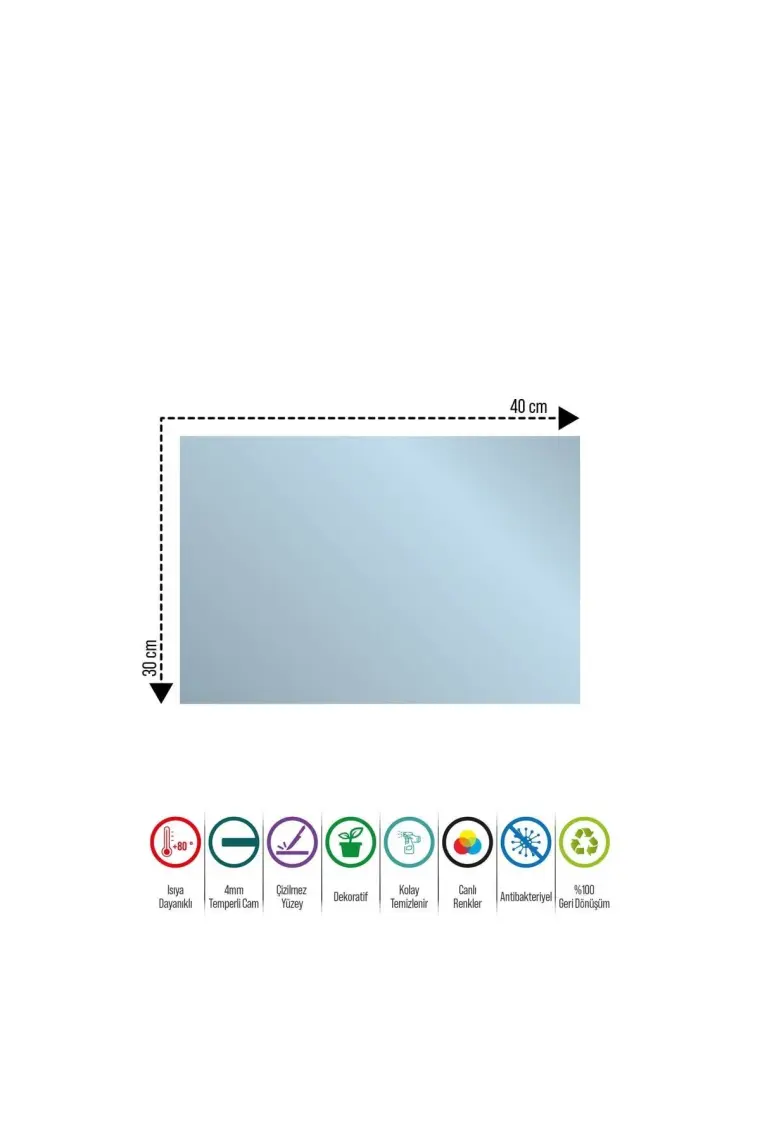 Decovetro Mavi Ahşap Görünümlü Cam Kesim Tablası 30 x 40 cm