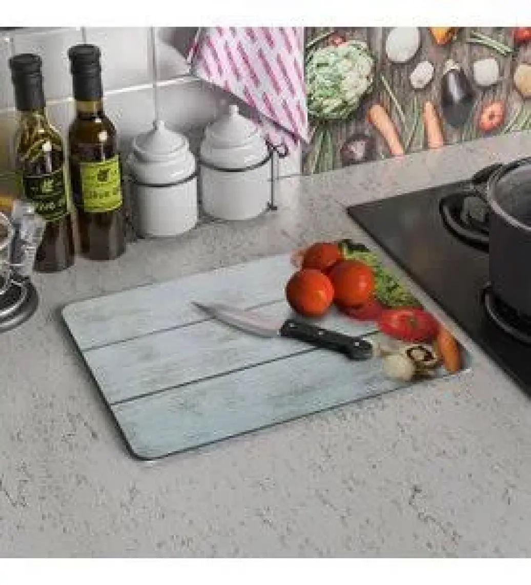 Decovetro Mavi Ahşap Görünümlü Cam Kesim Tablası 30 x 40 cm