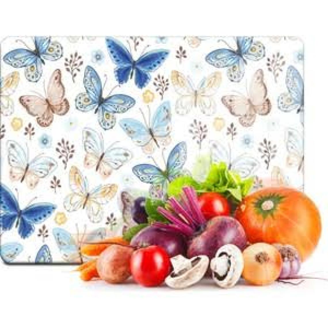 Decovetro Mavi Kelebek Görünümlü Cam Kesim Tablası 20 x 30 cm