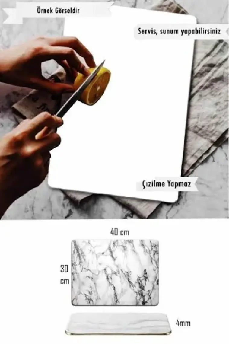 Saban Saydam Cam Kesme Tahtası - Kesme Tablası 30 x 40 cm.