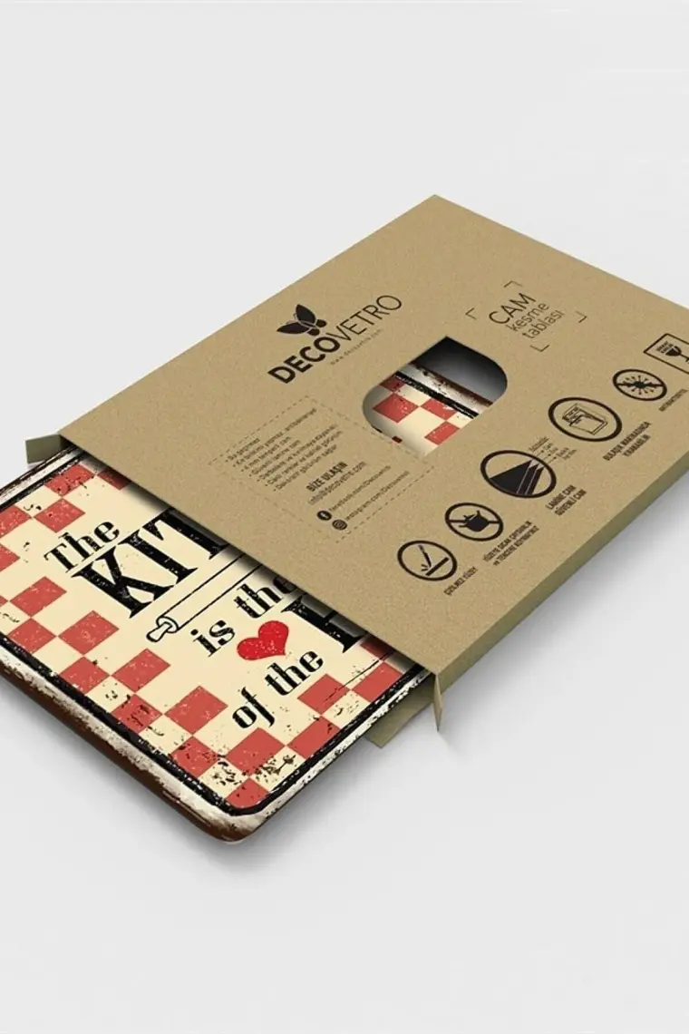 Decovetro Eski Ahşap Görünümlü Cam Kesim Tablası 20 x 30 cm