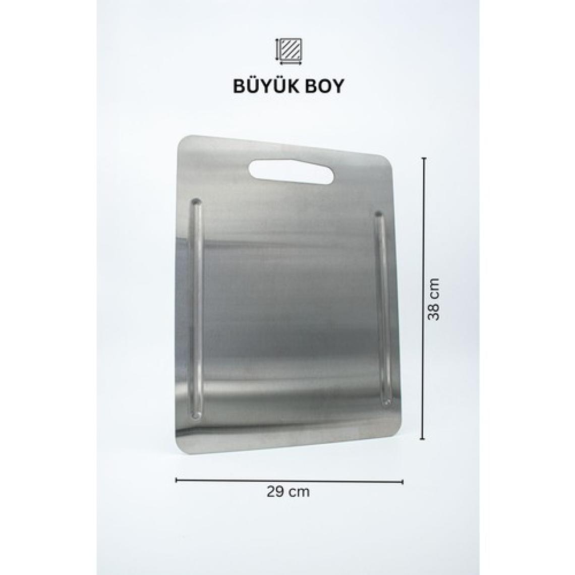 Metal Hayaller KitchenPro Paslanmaz Çelik Kesme Tahtası (Büyük Boy - 29x38 Cm)