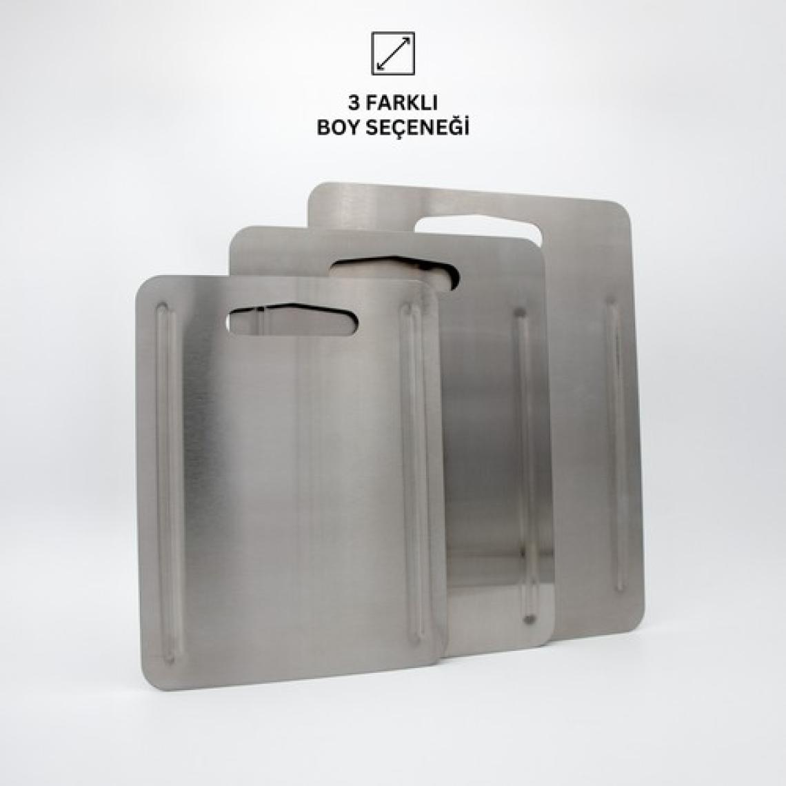 Metal Hayaller KitchenPro Paslanmaz Çelik Kesme Tahtası (Büyük Boy - 29x38 Cm)
