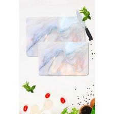 Saban 2'li Takım 30 x 40 cm ve 20 x 30 cm Ezgi Desenli Cam Kesim Tablası ve Ocak Koruma