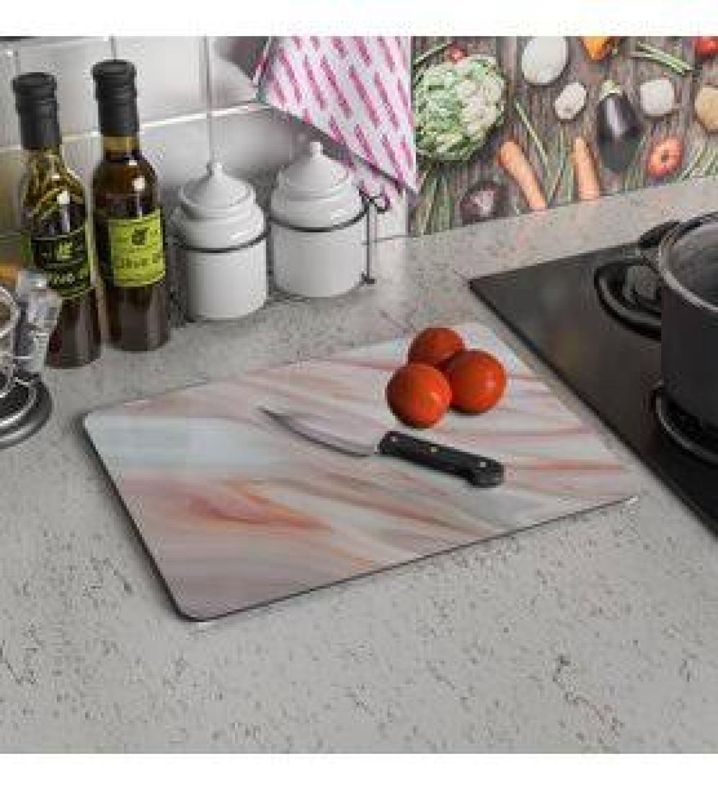 Decovetro Kırmızı Mermer Görünümlü Cam Kesim Tablası 30 x 40 cm