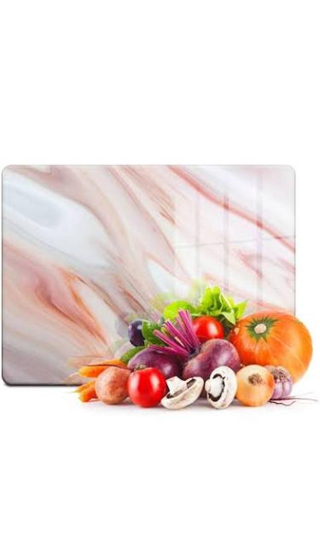 Decovetro Kırmızı Mermer Görünümlü Cam Kesim Tablası 30 x 40 cm