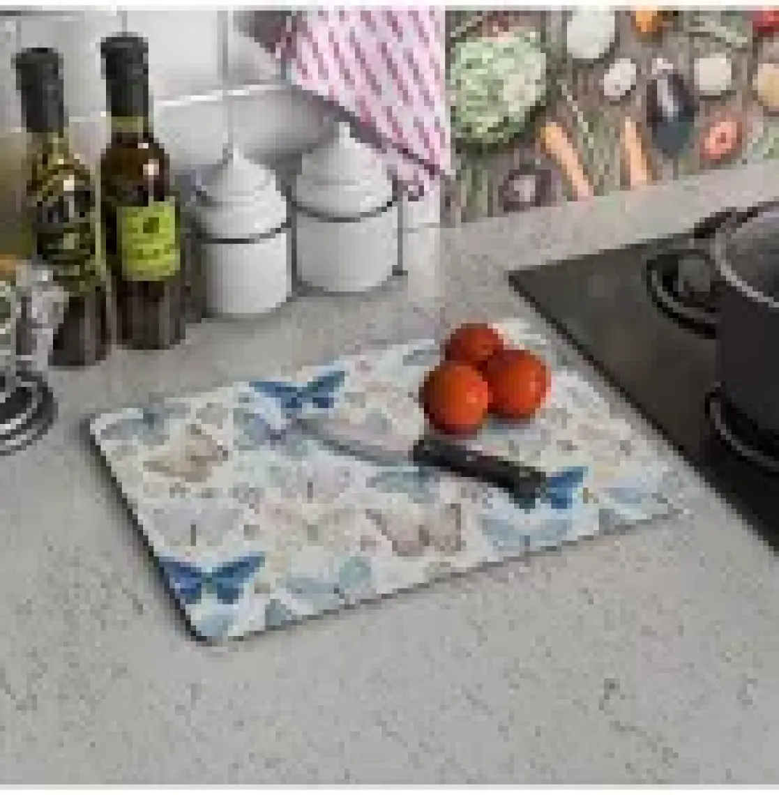 Decovetro Mavi Kelebek Görünümlü Cam Kesim Tablası 30 x 40 cm