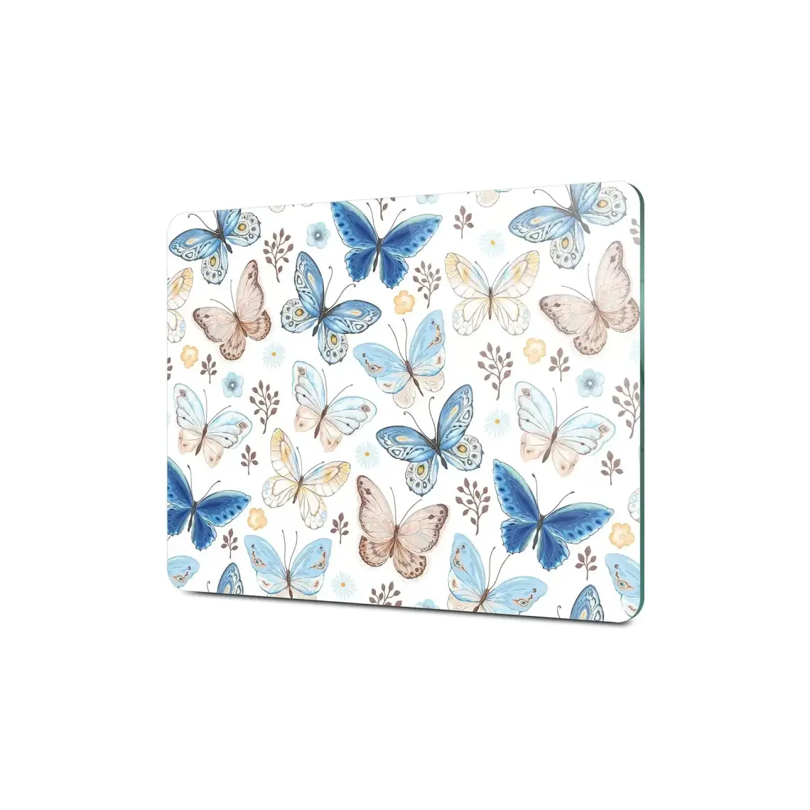 Decovetro Mavi Kelebek Görünümlü Cam Kesim Tablası 30 x 40 cm