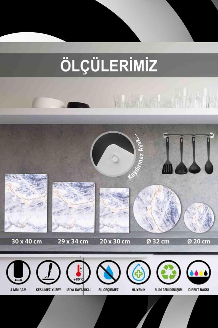 Sabanbaba Saban Siyah Mermer | Cam Kesme Tahtası - Cam Kesme Tablası | 20 cm x 30 Cm