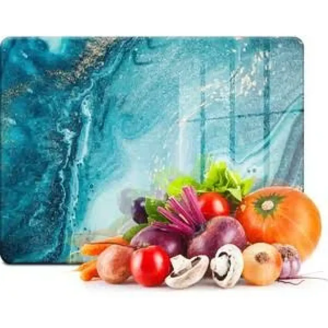 Decovetro Mavi Mermer Görünümlü Cam Kesim Tablası 20 x 30 cm
