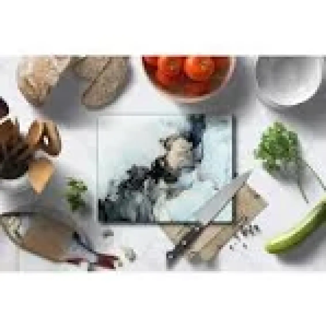 Saban Cam Kesme Tahtası Siyah Yaldızlı Mermer 30X40