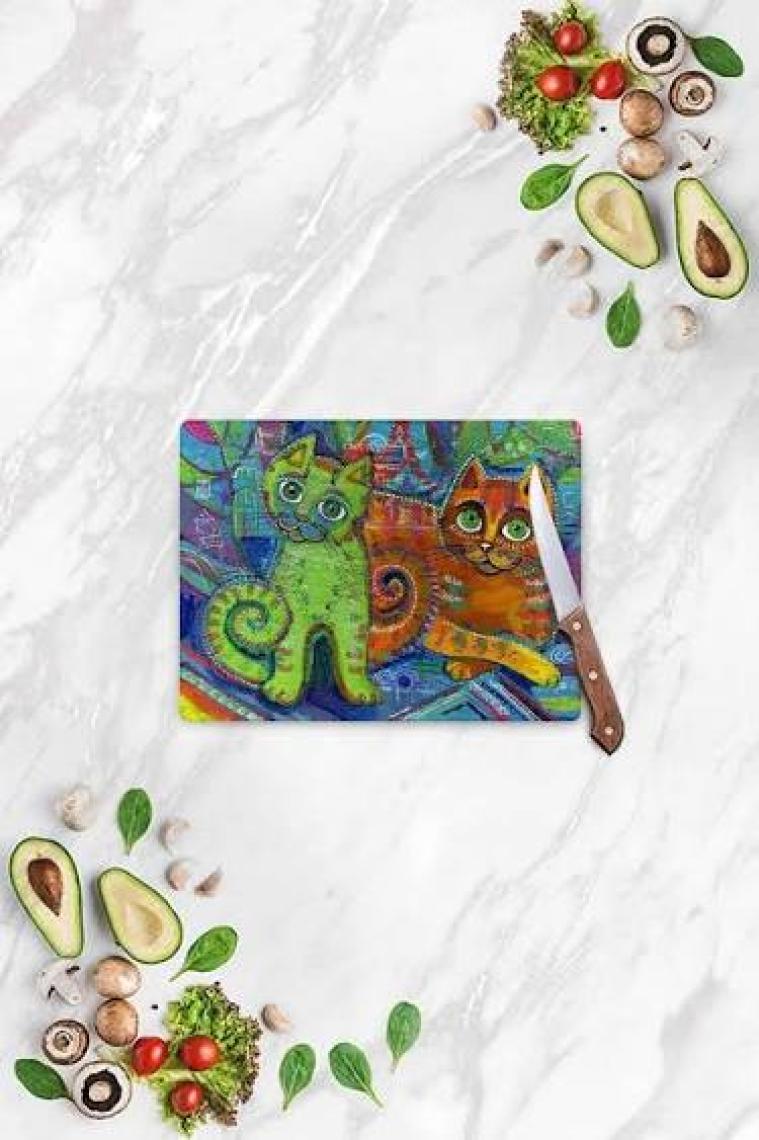 Decovetro Kedi Görünümlü Cam Kesim Tablası 20 x 30 cm