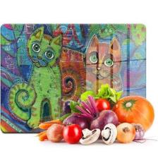 Decovetro Kedi Görünümlü Cam Kesim Tablası 20 x 30 cm
