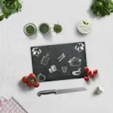 Decorita Mutfak Kuralları - Kara Tahta Görünümlü | Cam Kesme Tahtası - Cam Kesme Tablası |