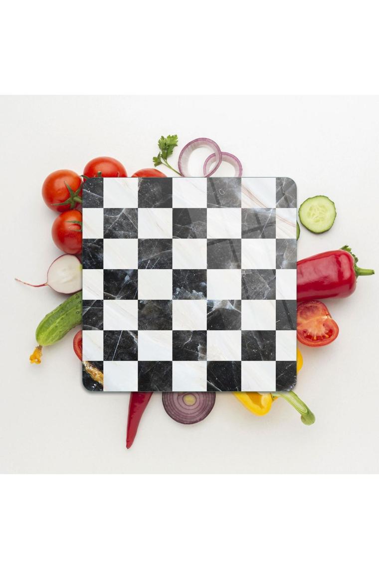 Decovetro Cam Kesme Tahtası Kare Beyaz Mermer Desenli 30X30 cm