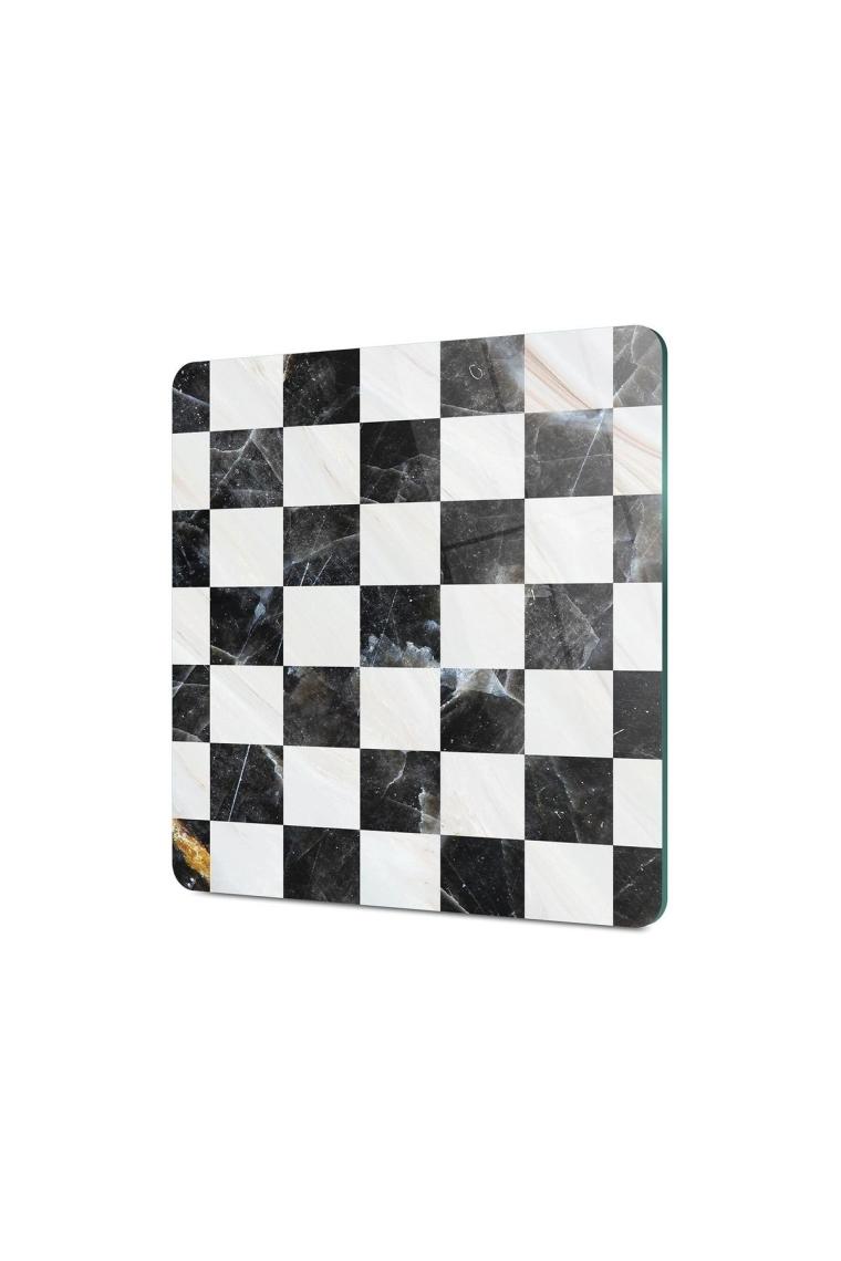 Decovetro Cam Kesme Tahtası Kare Beyaz Mermer Desenli 30X30 cm
