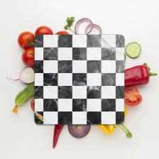 Decovetro Cam Kesme Tahtası Kare Beyaz Mermer Desenli 30X30 cm