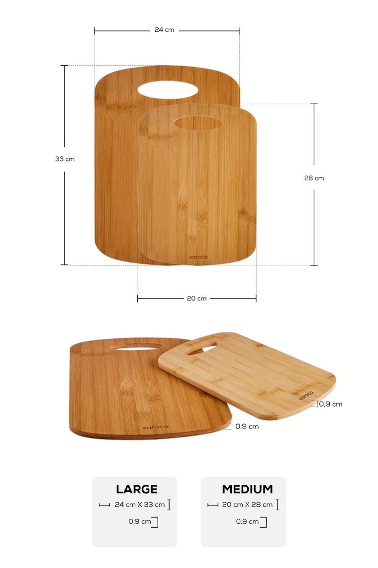 Defne 2'li Bambu Kesme Tahtası 28/33 Cm