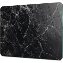 Decovetro Siyah Beyaz Mermer Görünümlü Cam Kesim Tablası 30 x 40 cm