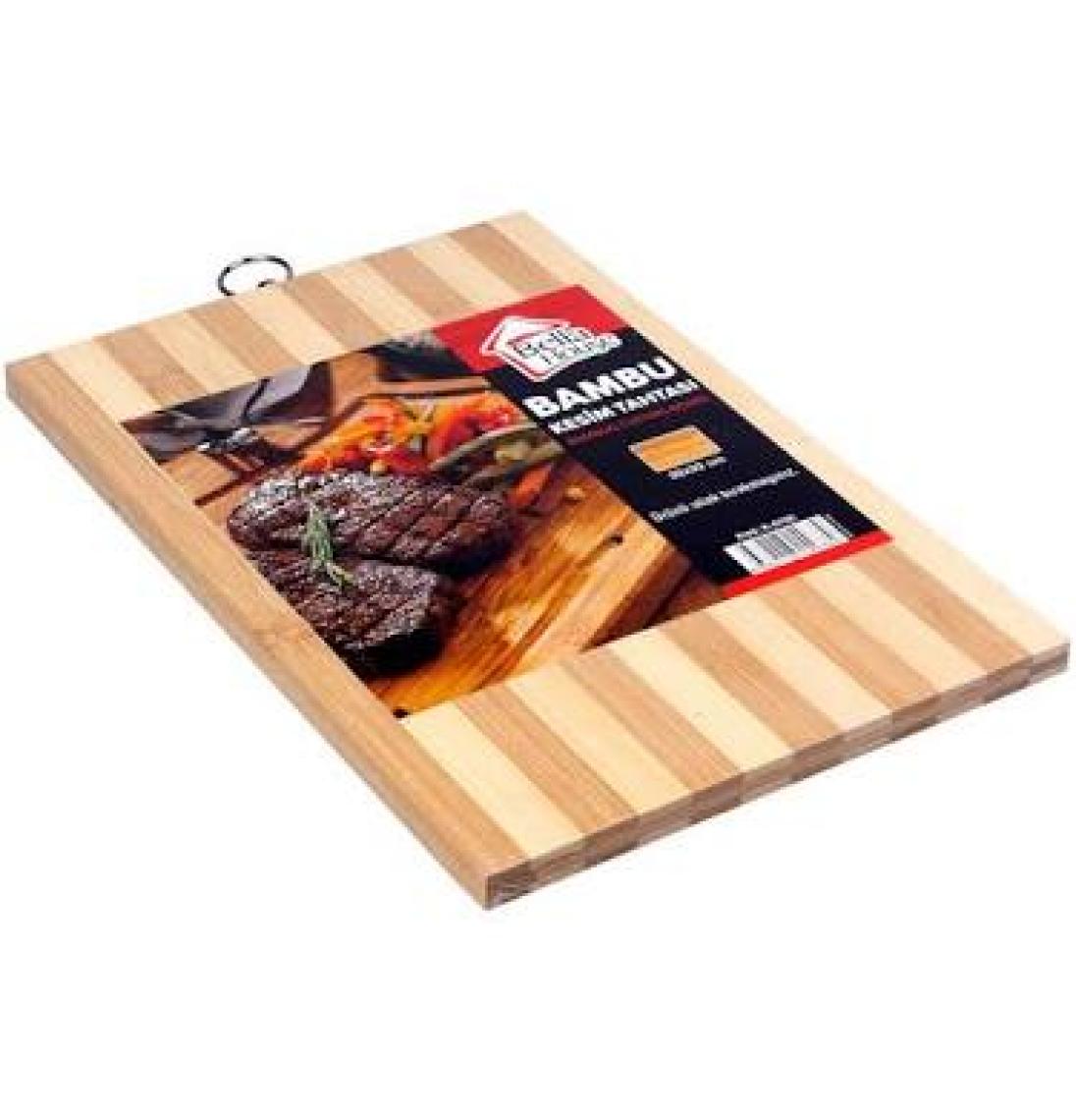 Go İthalat Beyaz Çizgili Bambu Kesim Pano Metal Kulplu 22X32CM (0)