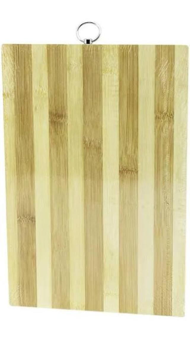 Go İthalat Beyaz Çizgili Bambu Kesim Pano Metal Kulplu 22X32CM (0)