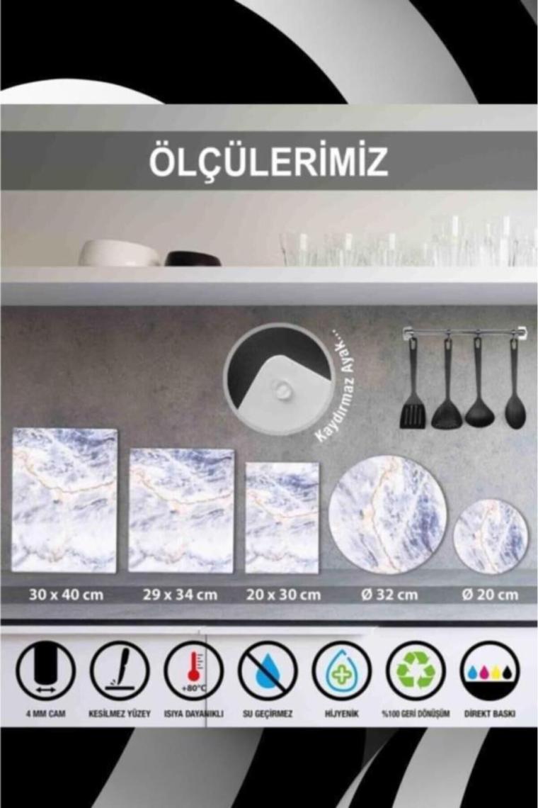 Saban Saydam Cam Kesme Tahtası - Kesme Tablası 30 x 40 cm.