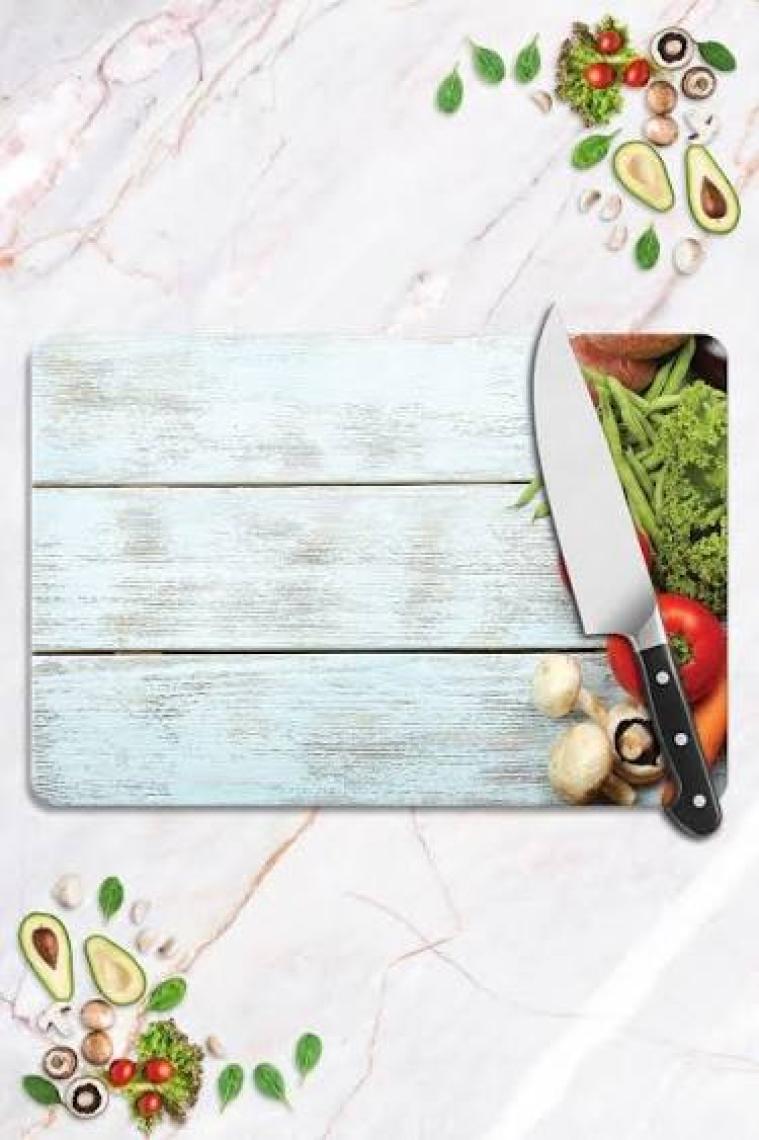 Decovetro Mavi Ahşap Görünümlü Cam Kesim Tablası 20 x 30 cm