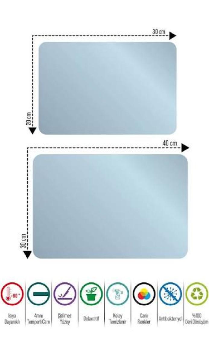Decovetro Mavi Ahşap Görünümlü Cam Kesim Tablası 20 x 30 cm
