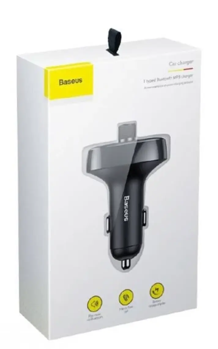 Baseus T Typed S-09 Bluetooth Fm Transmitter Çift Araç Şarj Aleti CALL-TM12