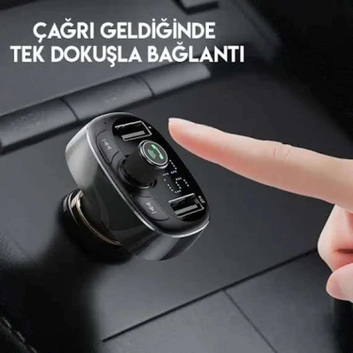 Baseus T Typed S-09 Bluetooth Fm Transmitter Çift Araç Şarj Aleti CALL-TM12
