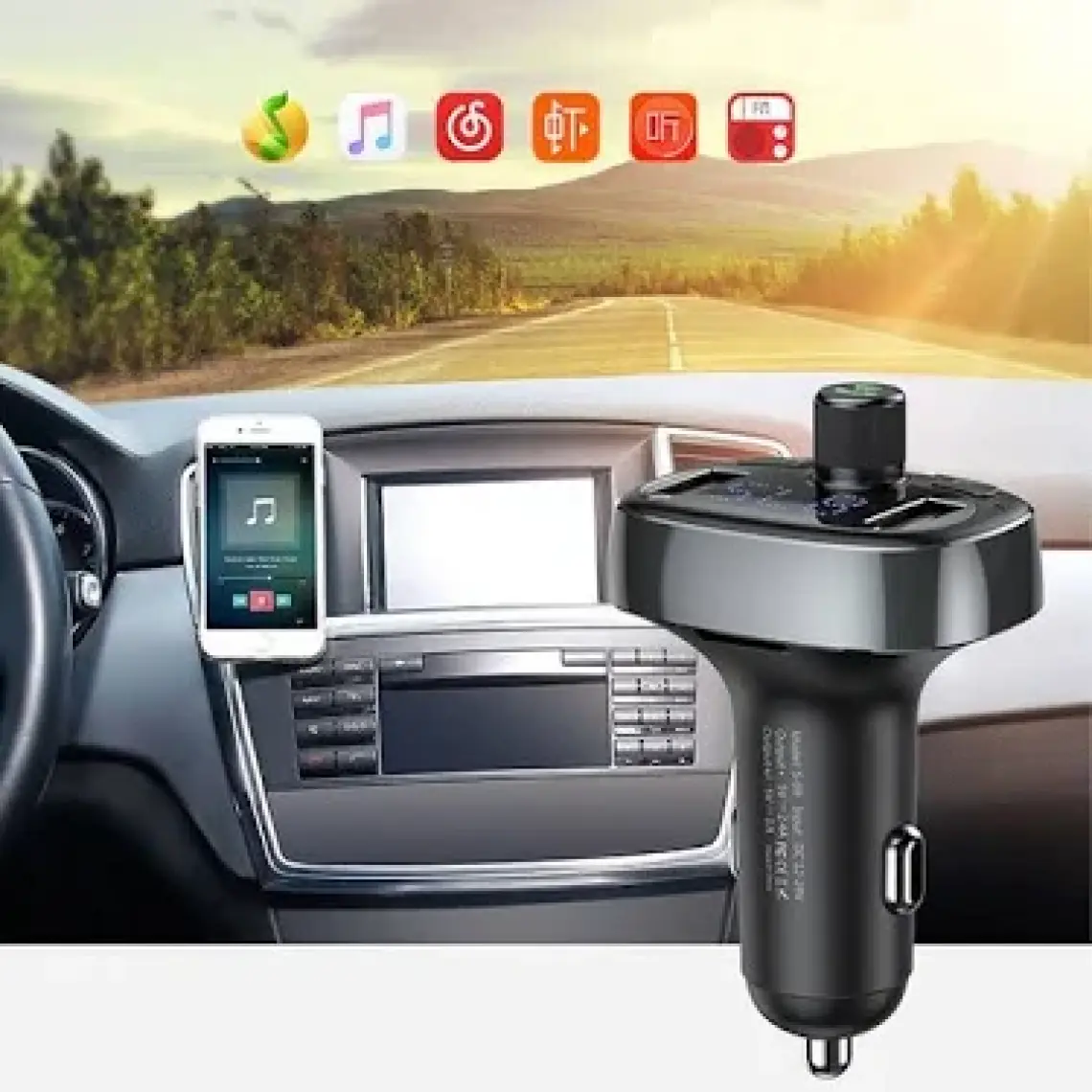 Baseus T Typed S-09 Bluetooth Fm Transmitter Çift Araç Şarj Aleti CALL-TM12