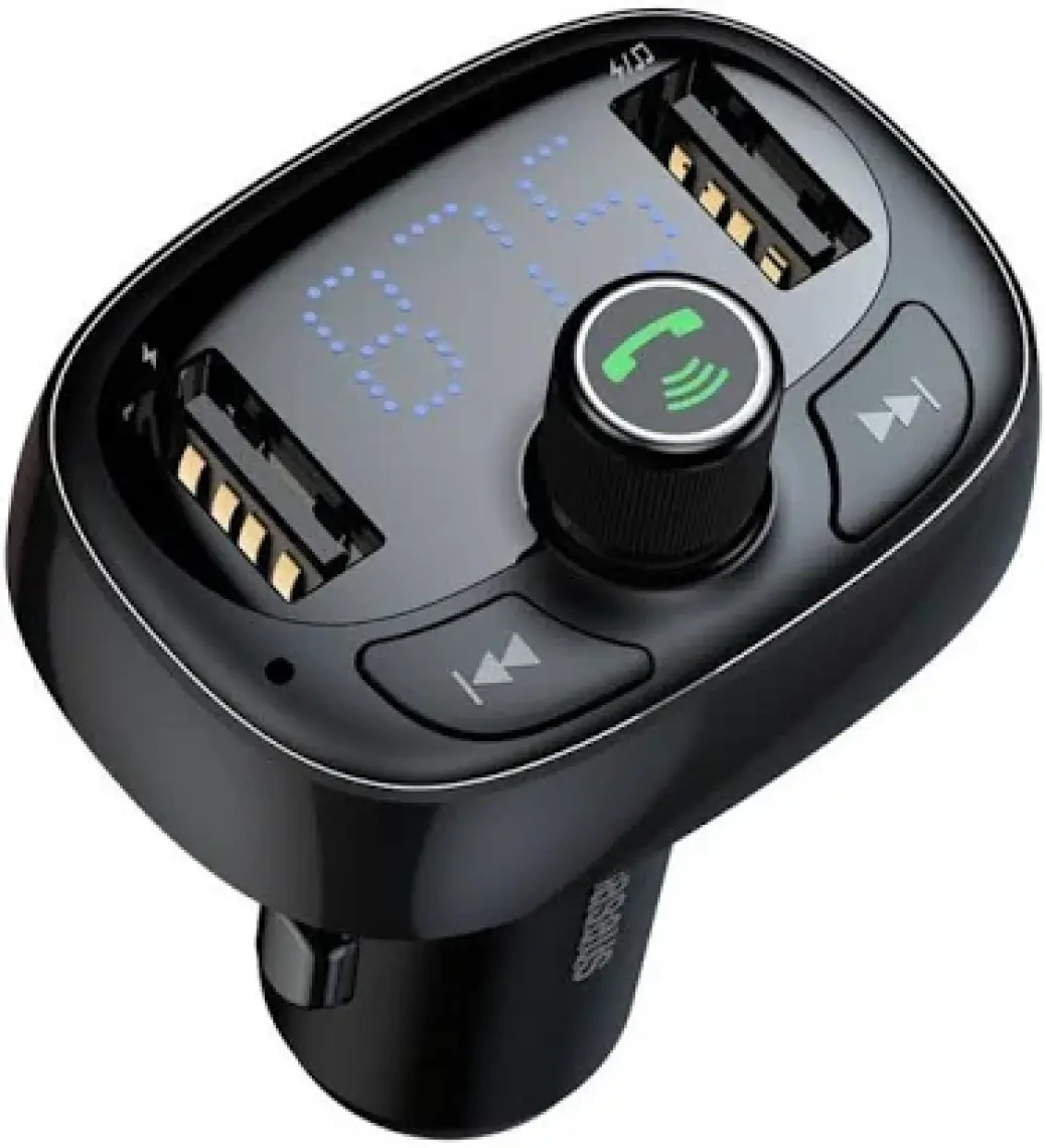 Baseus T Typed S-09 Bluetooth Fm Transmitter Çift Araç Şarj Aleti CALL-TM12