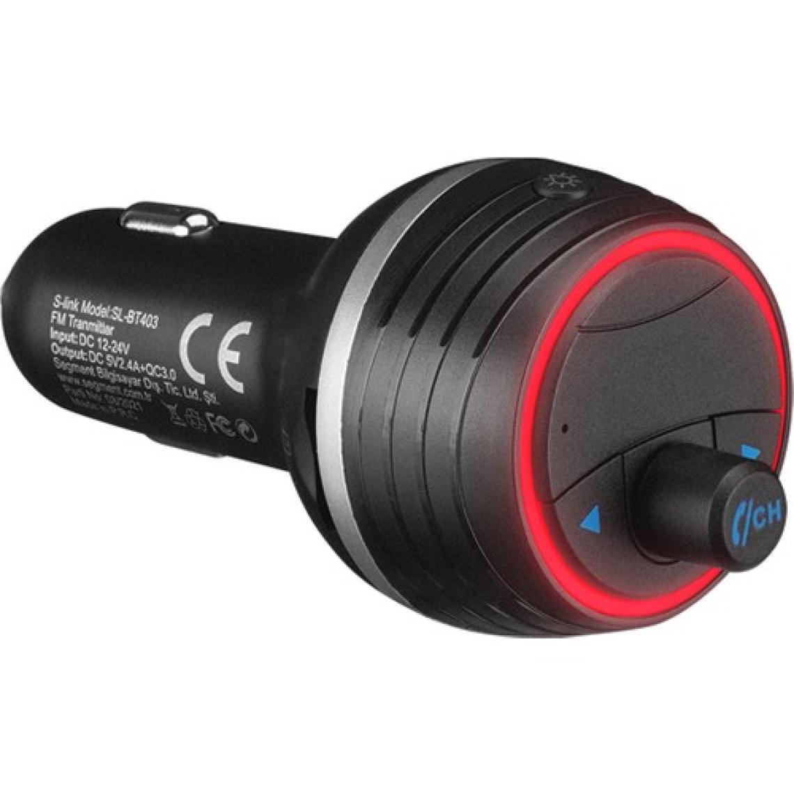 S-Link SL-BT403 Bluetooth V5.0 LED Ekran Tf Kart Çift USB QC3.0+5V/2.4