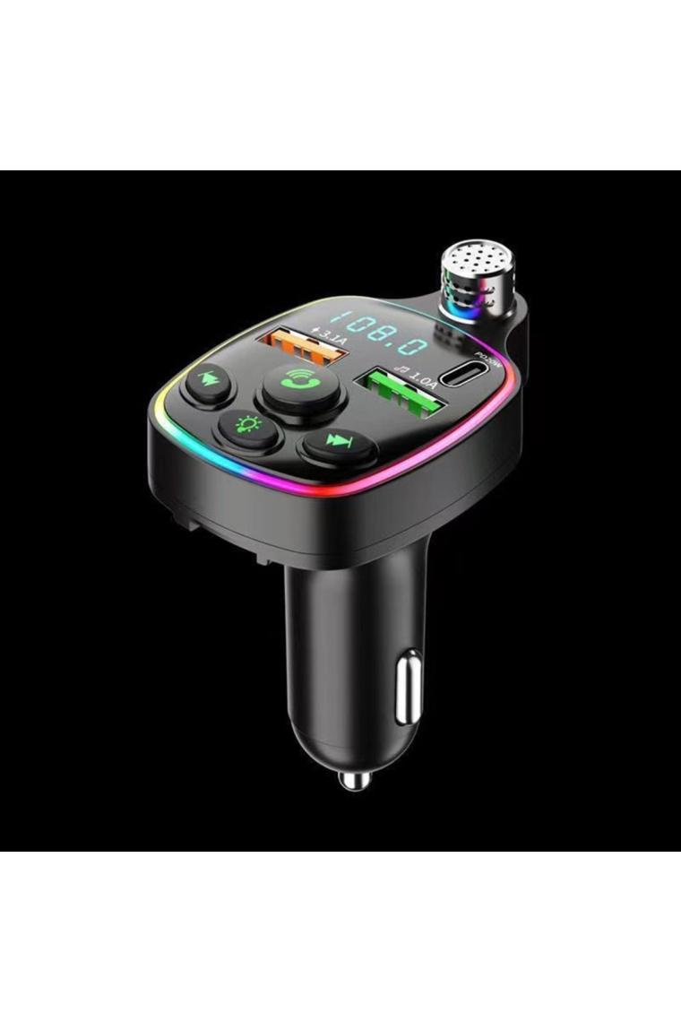 FM Araç Transmitter Bluetooth SD Card Şarj Müzik Radyo Mikrofon Araç İçi Çakmaklık Şarj ve Ses Cihaz