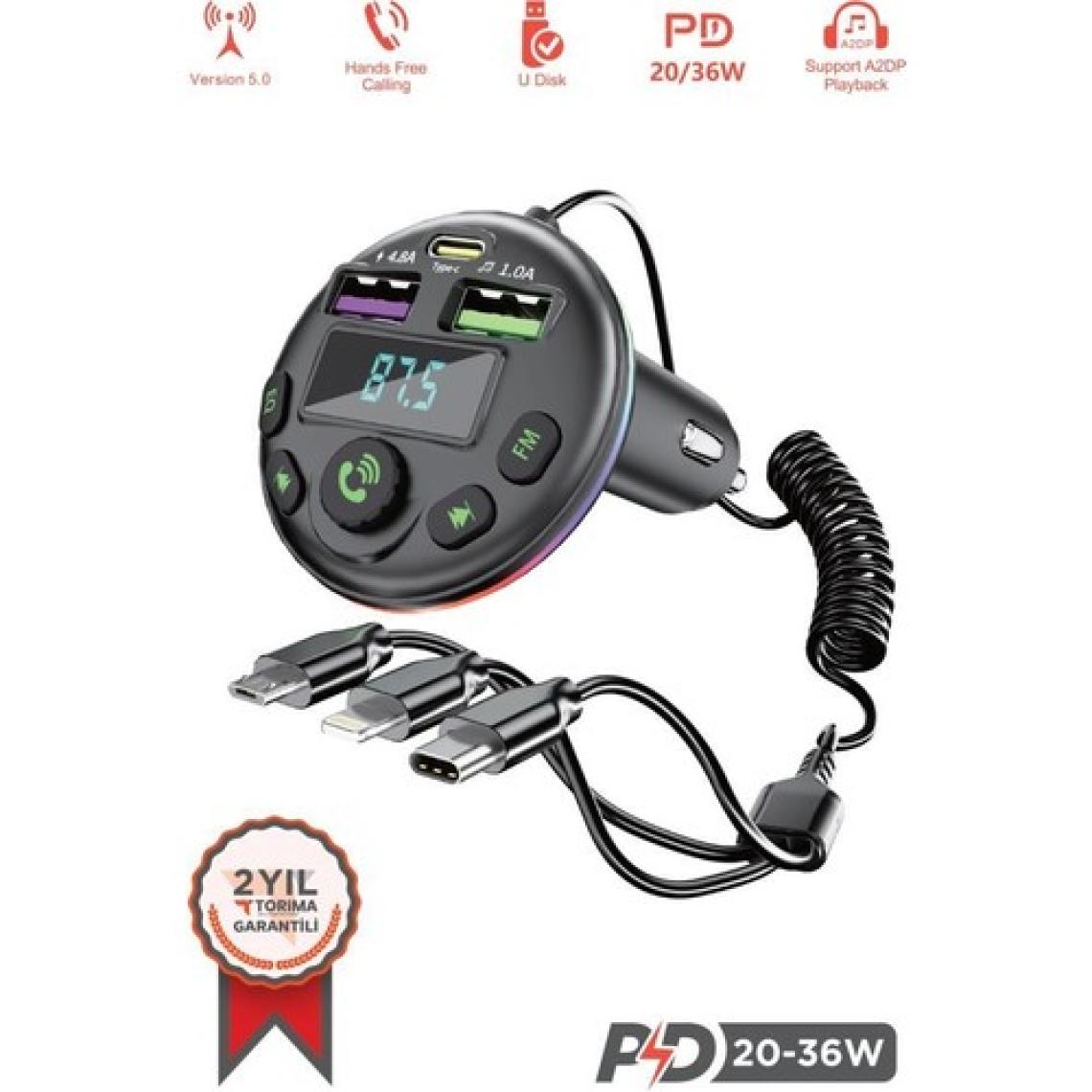 Torima G14 36W Pd Şarj Özellikli Dijital Göstergeli Bluetooth Fm Transmitter