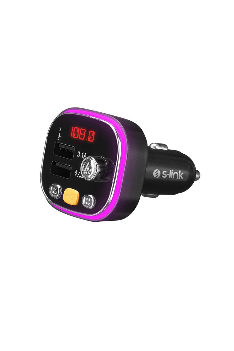 Sl-bt306 Çift Usb 5v 3.1a Rainbow Işıklı Led Ekran Tf Kartlı V5.0 Bluetooth Fm Transmitter