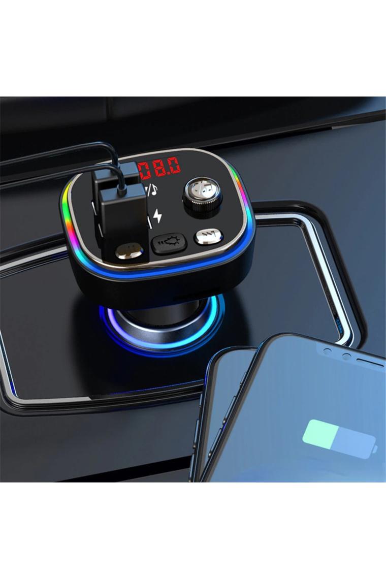 Sl-bt306 Çift Usb 5v 3.1a Rainbow Işıklı Led Ekran Tf Kartlı V5.0 Bluetooth Fm Transmitter